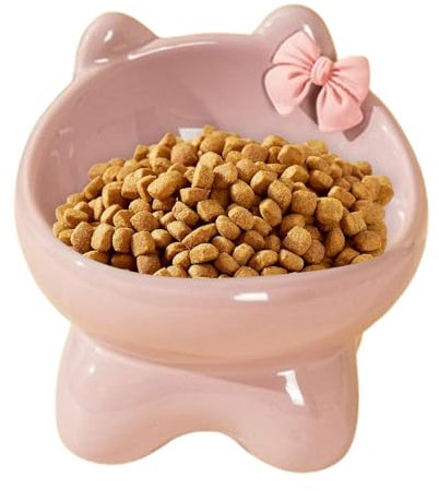 Erhöhter Katzennapf aus Keramik – 15 Grad geneigter Futternapf für Haustiere, rutschfest, für Indoor-Katzen, kleine Hunde und Kätzchen, ergonomischer erhöhter Futternapf