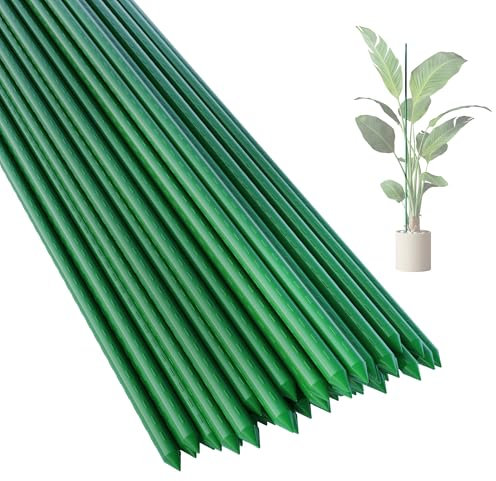 PROWORX 36 Inch 3 Ft Plant Support Garden Stakes 50 PCS, Sturdy Steel Plastic Coated Sticks for Outdoor Growing Climbing, Tomato, Trees, Cucumber, Beans