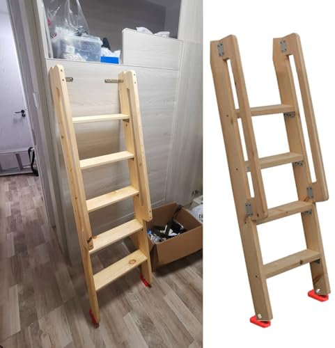 Hochbett Leiter 4-stufige/ 5-stufige Kurze Dachbodenleiter/ Holzleiter für Etagenbetten, Notleiter für Garagen-Dachgeschosswohnungen, Wohnmobilleiter für Etagenbetten/ Nur Zwillingsleiter(4 Step 125cm
