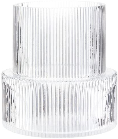 KAYLETIN Jarrón de cristal, jarrón acanalado para flores, floreros para tulipanes, jarrones transparentes estriados para sala de estar, comedor, dormitorio, estante, boda, oficina, mesa de café