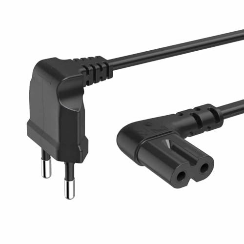 TECHZOCO Cavo di alimentazione IEC-320 C7 piegato, Cavo di Alimentazione Tipo C Euro, Sezione 0,75 mm², Compatibile con Samsung, Philips, LG Sony Sharp Panasonic LED TV Sky TV, Sky, Nero, 1,50 Metri