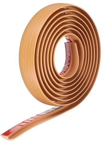 sourcing map Floor Transition Strip 1.4 10ft Self Adhesive PVC Carpet to Tile Transition Edging Trim Peel and Stick Cover Strip for Uneven Floors Height 5mm, Yellow Wood Grain