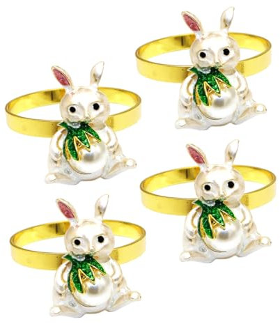 MAGICLULU Metall-serviettenset Mit Hasenmotiv 4-teilig Serviettendekoration Für Ostern Schickes Und Festliches Tisch-Accessoire