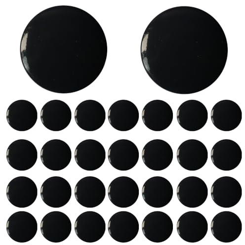 Lot de 30 badges ronds en plastique 25 mm avec épingle à nourrice Noir