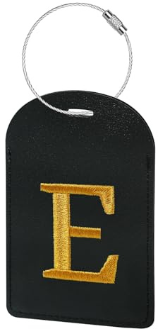 Gloppie Initial Luggage Tags TSA Approved Letter Luggage Tag for Suitcases, Embroidered Monogrammed Travel Bag Tags Black Baggage Tag E