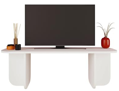 Wooden TV Stand 100 cm Small TV Unit for TVs up to 43 Inch, Modern Compact TV Table Stand with Storage Shelf, TV Cabinet for Living Room, Media Console Furniture, 3 Colour Options (White, Beca)