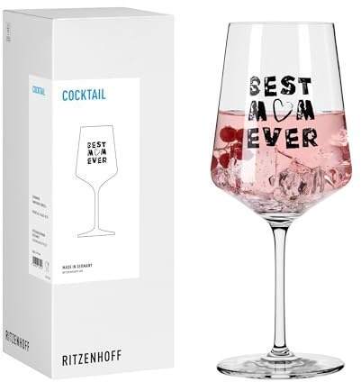 RITZENHOFF 8171010 Cocktail-Glas 500 ml, Serie Sprüche, mit Schriftzug Best Mom Ever - modern, Made in Germany