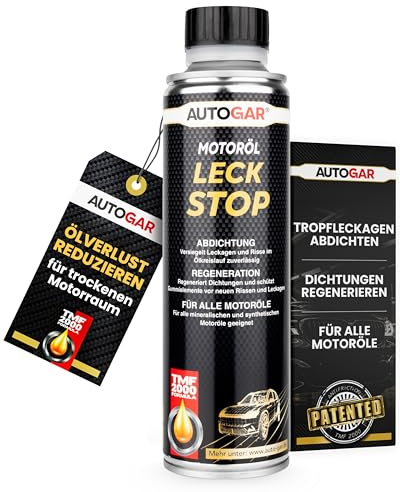 AUTOGAR® Motoröl Leck Stop Additiv - Ölverlust Additiv zur Dichtungs-Pflege - Für Benzin- & Dieselmotoren geeignet - Stoppt Tropfleckagen, reduziert Ölverbrauch & schützt Gummidichtungen
