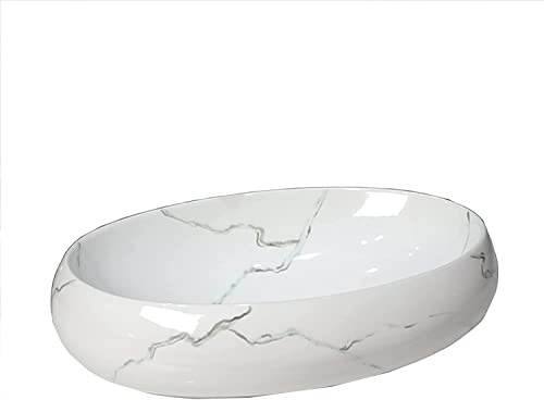 YNIYUJKL Lavabo De Salle De Bain en Céramique, Vasque De Salle De Bain en Céramique, Vasque À Poser, Marbre Blanc, Vasque Artistique pour La Maison, Les Hôtels Et Les Re,Bovalvanitybasin40*60 * 15cm