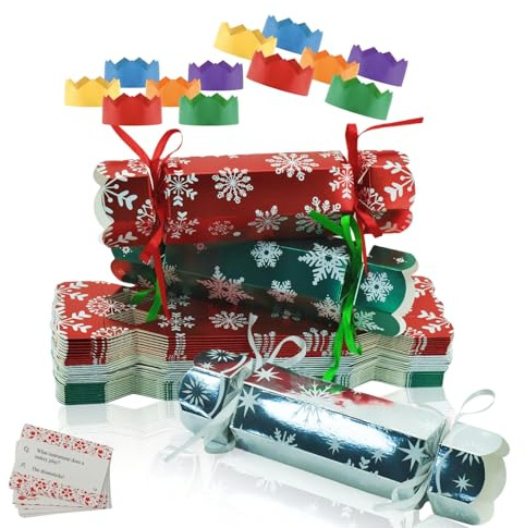 DIY Christmas Crackers Gift Boxes with Hat/Joke,30P Xmas Party Cracker Bulk