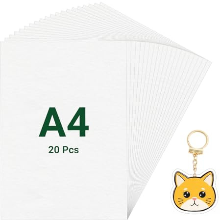 WISYOK Schrumpffolie A4, 20 Stück, 0.3mm, Matt Transparent, für Basteln DIY | Schrumpffolie zum Basteln, Schrumpffolien Set für Handabdruck, Schlüsselanhänger, Ohrringe, Schulbeutelanhänger