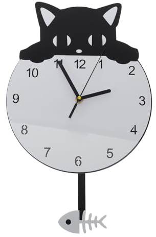 Artibetter Katzen Wanduhr Aus Acrylglas Geräuschlose Leise Kätzchen Uhr Für Kinderzimmer Und Wohnzimmer Dekorative Wandbehang Uhr Stilvolle Wohnaccessoires 15.75X9.84X0.79In