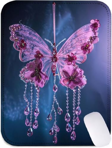 Mauspad Rosa Mousepad Klein 420x350, Mini Schreibtischunterlage Schmetterling Mauspad Gaming mit Genähten Kanten, Wasserdicht rutschfest, Verbessert Präzision und Geschwindigkeit, PC Zubehör J2-126
