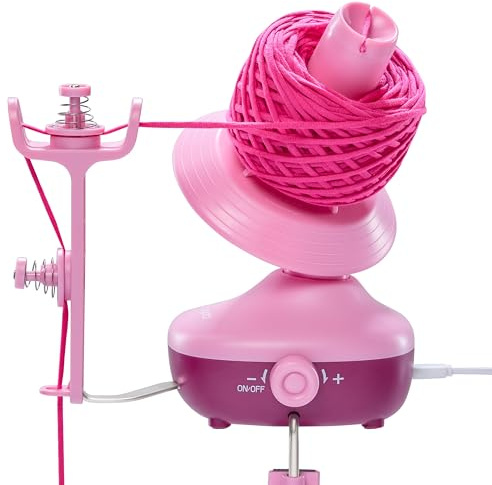 Caydo Avvolgitore elettrico per filati, automatico, con molla a doppia tensione, velocità continua, compatto, portatile, per uncinetto, regalo ideale per gli amanti dell'uncinetto (viola)