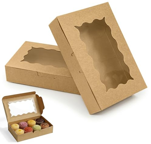 TAIVIN 20 Stück Kuchenbox mit Sichtfenster 18x11x4 cm aus Kraftpapier