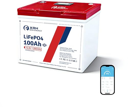 12V 100Ah LiFePO4 Lithium-Batterie mit 100A BMS, 5000+ Zyklen, für Wohnmobil, Solaranlagen und Camping – Ersatz für AGM Batterie