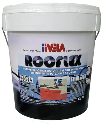 iiVELA ROOFLEX FR, Guaina Liquida Impermeabilizzante Fibrorinforzata, Membrana Continua per Tetti Piani e Inclinati, Alta Resistenza a Raggi UV e Agenti Atmosferici (GRIGIO, 1 Kg)