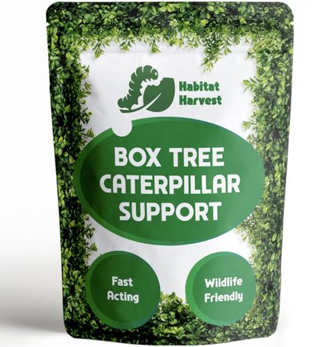 Habitat Harvest, Box Tree caterpillar support, Fast acting buxus treatment, Formula Safe for Bees, Birds & Pets, 50g Treats up to 300m², Fast Acting, Aids Recovery