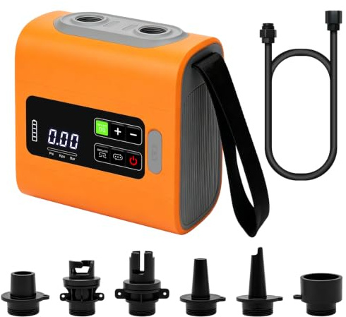 3T6B Bomba de Aire Eléctrica 22 PSI, Inflado/Desinflado (Naranja)