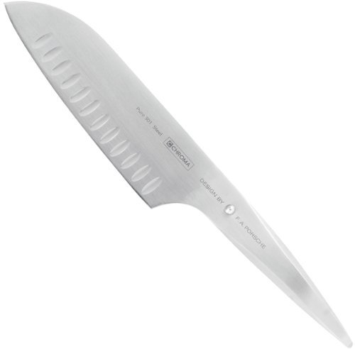 Chroma Santoku Messer Type 301, P-21, Design by F.A. Porsche, Schälmesser mit 17,8 cm Klinge, Extra scharfes Gemüsemesser, Kochmesser mit Kullenschliff