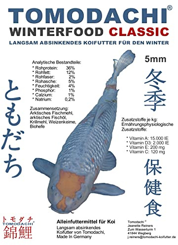 Winterfutter Koi Sinkfutter Koifutter für den Winter gut verdaulich arktische Rohstoffe Energiefutter für Koi gegen Energiemangel bei Fischen im Frühjahr 5mm 5kg