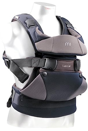 Lascal M1 Carrier, Porte-bébé ergonomique pour faciliter les transports, Portage bébé pour nouveaux-nés et bambins (3,5 kg – 15 kg), Accessoire bébé M-Seat, Noir/Gris
