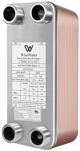 AB Plate Heat Exchanger, 4x12 30 Plates Water To Water Heat Exchanger, Copper/SS316L Stainless Steel Brazed Plate Heat Exchanger For Floor Heating, Water Heating, Snow Melting