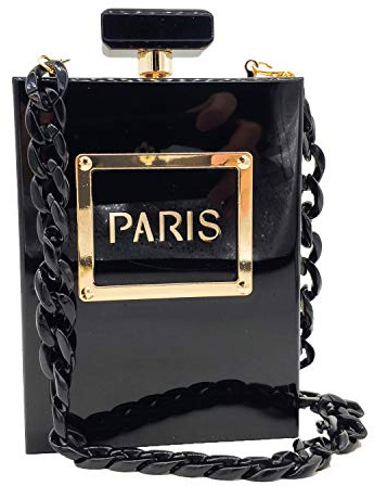 Boutique De FGG Paris Parfümflasche Acryl Clutch Handtasche Damen Abendtasche für Party Kette Umhängetasche,Mini