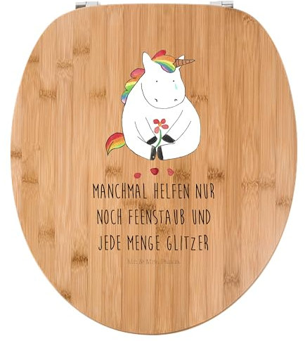 Mr. & Mrs. Panda Motiv WC Sitz Einhorn Traurig - Geschenk, Unicorn, Einhörner, Einhorn Deko, Toilettendeckel, Glitzer, Klodeckel, Klobrille, Trösten.