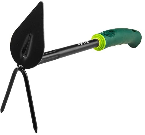 VERTO Kombihacke Doppelhacke 34 cm | Doppelhacke aus Stahl für Garten, Doppelhacke, klein Handhacke mit Rechen | Stabiler, verwindungssteifer Stahl, rutschfester Griff