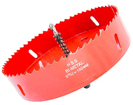 Hole Saw Drill Bit LAIWEI HSS Hole Cutter with Arbor for Wood,PVC Board and Plastic Plate(5-8/9(150mm Hole Saw))