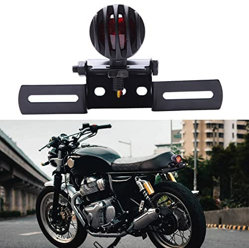 KEEPDSGN 12V Motorrad Rücklicht Bremslicht Kennzeichnenleuchte mit Halter Bullet Steel Gehäuse Motorradlicht für Chopper Bobber Chopper Cruiser Dyna Glide Sportster Cafe Racer.