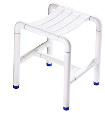NZDY Home Essentials, Badhocker Aus Edelstahl, Free Punch Badezimmer Behinderte Ältere Menschen Rutschfester Badehocker 32 X 34 X 43 cm,Weiß