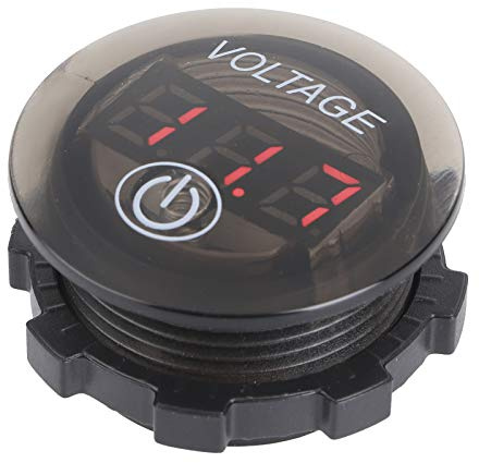 aqxreight - DC 12-24V Autospannungsanzeige LED-Anzeige Wasserdichtes Voltmeter mit Touch-Schalter Rundmesser-Voltmeter Kompatibel mit Fahrzeug Motorrad LKW Wohnmobil ATV UTV Auto Boot Marine[rot]
