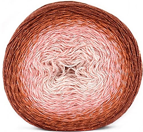 Yarn Art YarnArt Flowers Moonlight - Hilo de algodón con purpurina, peso 9.2 onzas, longitud 1093 yardas, ganchillo arcoíris, lurex metálico tejido a mano brillante, pastel plateado, algodón