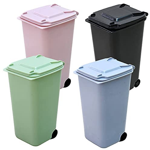 Mini Cestino da Scrivania, Set Pattumiera per Differenziata, Mini Cestino Spazzatura Ufficio del Desktop, Bidone Spazzatura con Coperchio, per casa, Ufficio, Cucina, Soggiorno, Interno, Monete