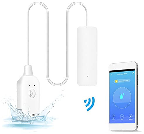 Water Alarm Sensor, WiFi Water Leak Detector, Overflow Flood Leakage Alerts, Remote Monitoring Leaker for Water Heater Basement Sewage Pump, TUYA/Smart Life APP Notification