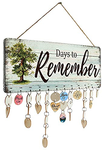 Grandma Gifts - DIY Wood Family Birthday Reminder Calendar - Days to Remember - Hanging Board for Important Dates Tracker Home Decorative Plaque Sign