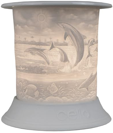 Cello Porcelain Straight Electric Melt Burner, Dolphin Pattern 1 - Wax Melt Burners Safe For Use Around Children And Pets - Use As A Wax Burner Or An Oil Burner And Transform Your Home Fragrance.