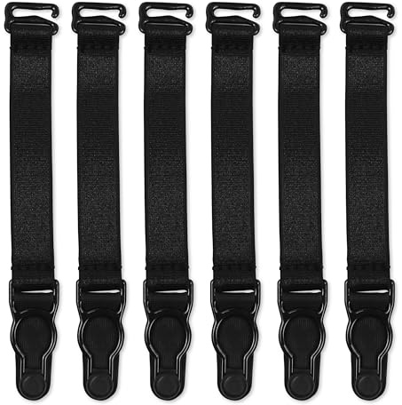 Satini Plastique Clip Porte-jarretelles Ceinture Lingerie Sangles (Noir, 6 Sangles)