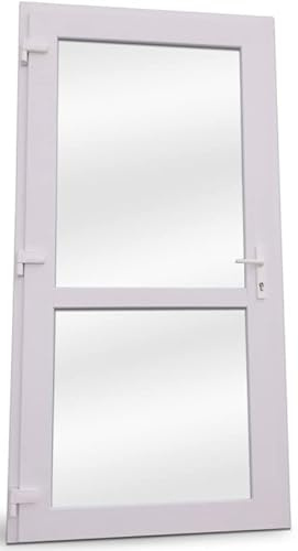 PVC Außentür. PVC-Tür für Geschäft, Balkon, Haus, Wirtschaft. 4 Farben: Anthrazit, Goldeiche, Walnuss, weiß (100x200 linke Tür, weiß)