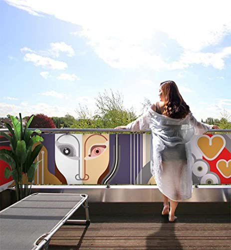 MyMaxxi Balkonbanner Sichtschutz - Abstrakte Instrumente Malerei - Abdeckung für Terrasse Balkon - Windschutz Sonnenschutz Blickdicht - Balkonverkleidung wetterfest -