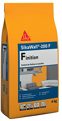 SIKA – SikaWall-200 F – Revestimiento de alisado y acabado en polvo a base de yeso, ideal para paredes y techos interiores, grosor fino 0,6-1 mm, bolsa de aluminio de 4 kg, color blanco