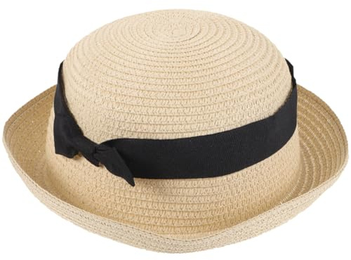 NUOBESTY Damen Panama Hut Damen Strohhut Sommerhut Breiter Krempe Stroh Sommer Fedora Strohhut Panama Aufrollen Hut Strand Rollbar UV Sonnenhut UPF 50 +