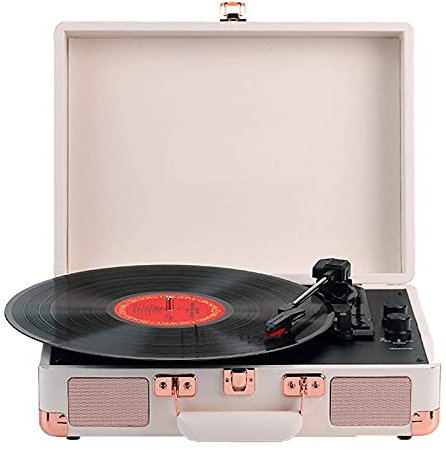 ROLTIN Giradischi Portatile con Altoparlanti Bluetooth integrati, Giradischi con Valigia a 3 velocità Suppo
