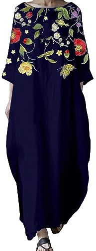 Cocila Abiti Eleganti Lunghi Vestito A Trapezio Donna Abito Lungo Cocktail Sexy Aderenti Vestito Donna sotto Il Ginocchio Vestito Bianco Donna (Dark Blue, XXXL)