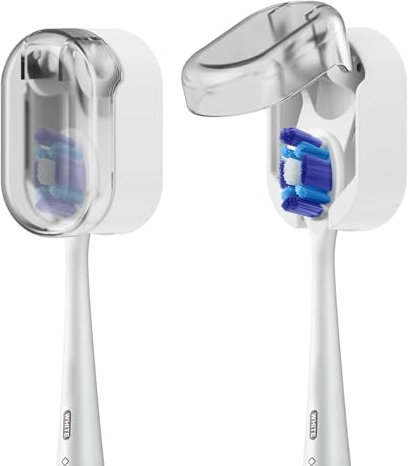 FOTINOR Toothbrush Holder 2-Pack Dustproof Electric Toothbrush Holder Wall Mounted Adhesive Toothbrush Heads Organizer for Bathroom, Kdis, Adults(No Drilling)