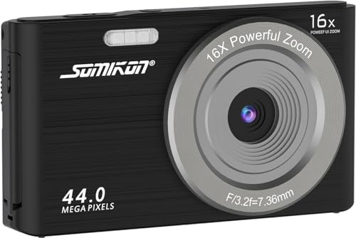 Somikon Digitale Kamera: Digitale Foto-Kompaktkamera, interp. 4K-Auflösung, Sony-Sensor, 44 MP (Digicam, Digitalkamera für Kinder, Mikrofon)