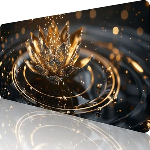 Schwarz Mauspad XXL 800 x 300, Erweiterte Groß Mousepad Blume, Wasserfest Schreibtischunterlage Vernähte Kanten Design, Mouse Pad mit rutschfeste Gummibasis für Pc Büro Deko, Geschenke für Frauen 9-D