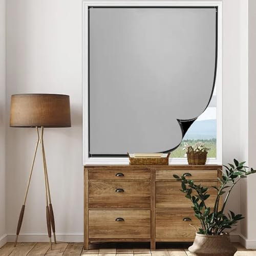 Tragbare Verdunkelungsrollo 90 x 150 cm, Sonnenschutz, Thermorollo, Tragbare Reise, Anti-Uv, Hitzeschutz Seitenzugrollo Verdunkelung, mit Klettband für Fenster Türen, Grau